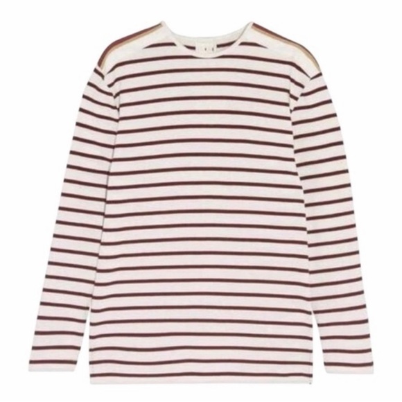 Victoria Beckham Tops - Victoria Beckham Striped Knot Grosgrain Trim Top in White and Maroon